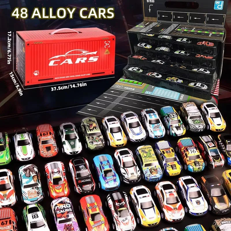 48-Piece Alloy Car Gift Set for Kids